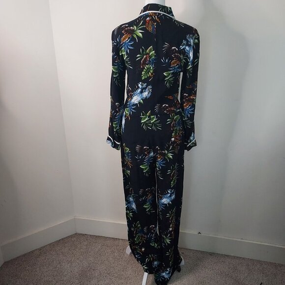 Zara Tropical Print Wide Leg Jumpsuit Size XS - Picture 13 of 16